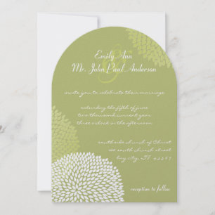 Limoen Modern Floral Chrysanthemum Wedding Kaart