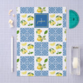 Limoen Monogram Naam Frans Land Tegel Patroon Tissuepapier (Craft)