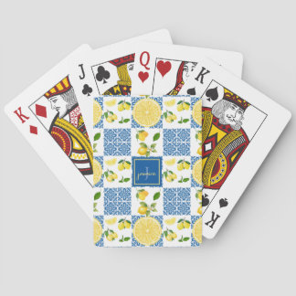 Limoen Monogramnaam Frans Land Tegelmotief Pokerkaarten