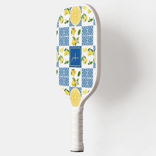 Limoen Monogramnaam Frans Land Tegelpatroon Pickleball Paddle (Links)