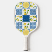 Limoen Monogramnaam Frans Land Tegelpatroon Pickleball Paddle (Achterkant)