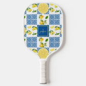 Limoen Monogramnaam Frans Land Tegelpatroon Pickleball Paddle (Voorkant)
