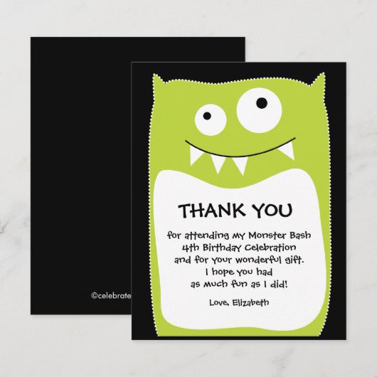 Limoen Monster Bash Hartelijk dank voor uw kaart ( (Voorkant / Achterkant)