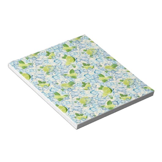 Limoen, munt en ijsblokjes notitieblok (Schuin)