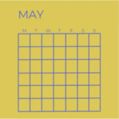 Limoen Navy Undated May Calendar voor Organisatie Sticker (Voorkant)