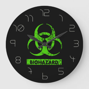 Limoen Neon Green Bio-Hazard Chemicals Graphic Grote Klok