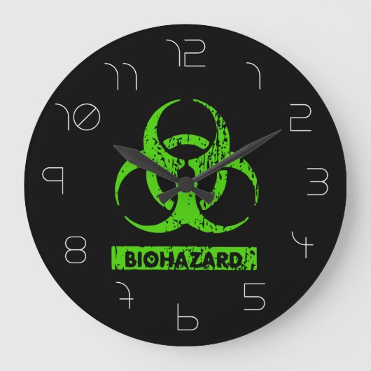 Limoen Neon Green Bio-Hazard Chemicals Graphic Grote Klok (Voorkant)