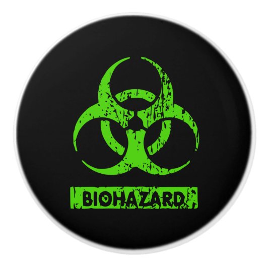 Limoen Neon Green Bio-Hazard Chemicals Graphic Keramische Knop (Voorkant)