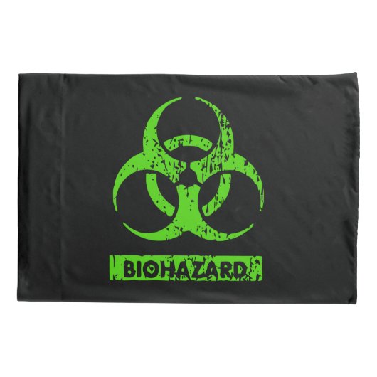 Limoen Neon Green Bio-Hazard Chemicals Graphic Kussensloop (Achterkant)