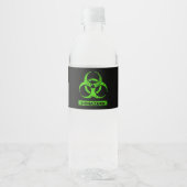 Limoen Neon Green Bio-Hazard Chemicals Graphic Waterfles Etiket (Voorkant)