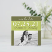 Limoen Olive Green Wedding Foto Save the Date (Staand voorkant)