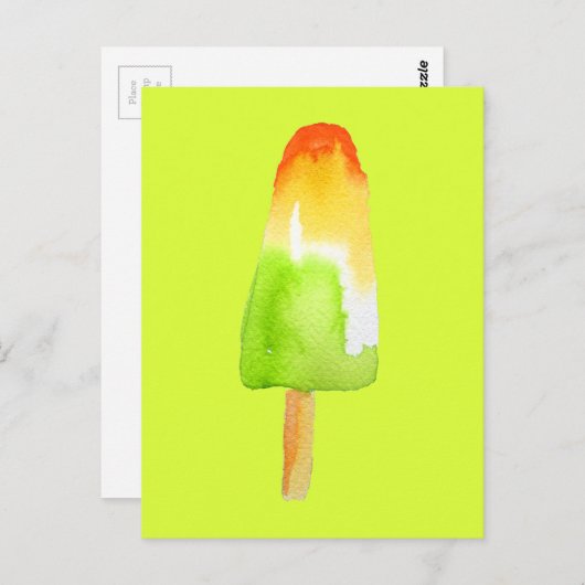 Limoen oranje popsikel zomerijsblokkunst briefkaart (Voorkant / Achterkant)