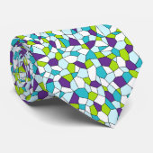 Limoen, Paars, Aqua, Blauw, Witte Mozaïekstropdas Stropdas (Opgerold)