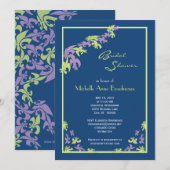 Limoen Paars blauw Fleur de Lis Modern Vrijgezelle Kaart (Voorkant / Achterkant)