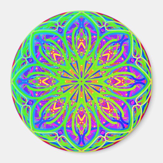 Limoen Paarse kleurrijke Mandala Style Boho Magnet (Voorkant)