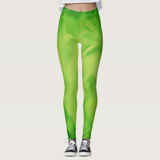 Limoen Paint Splatter Leggings (Voorkant)