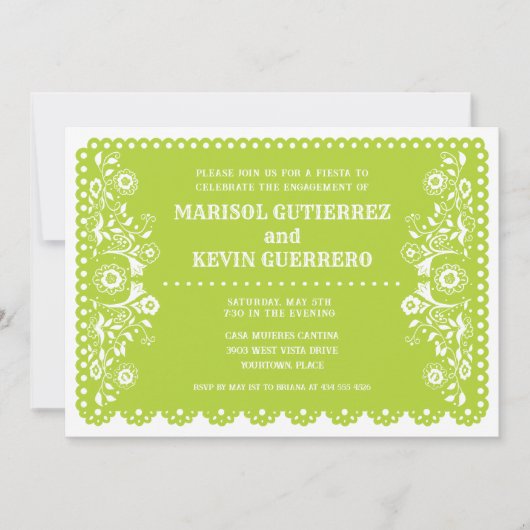 Limoen Papel Picado Cinco de Mayo Engagement Party Kaart (Voorkant)