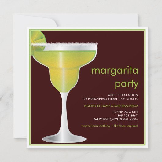 Limoen Paradise Margarita Party Invitation Kaart (Voorkant)