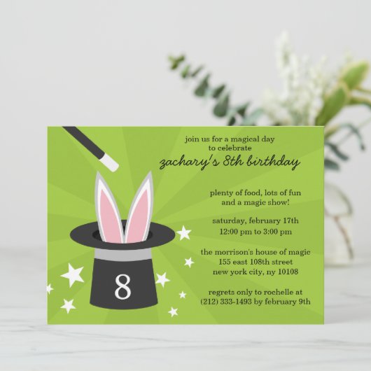 Limoen Peek-a-Boo Rabbit Custom Magic Birthday Par Kaart (Staand voorkant)