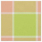 limoen perzik wit geblokte plaid stof (Close Up)