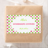Limoen&Pink Polka Dot Gepersonaliseerde zelfgemaak Etiket (Insitu)