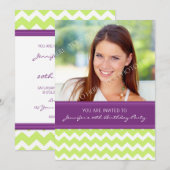 Limoen Plum Photo 20th Birthday Party Invitations Kaart (Voorkant / Achterkant)