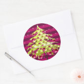 Limoen Plum Stripes Ornamenten met kerstbomen Ronde Sticker (Envelop)