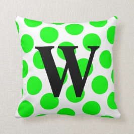 Limoen Polka Dot Monogram Kussen