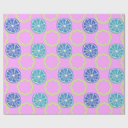 Limoen Print Citrusfruit Patroon Wallpaper Cadeaupapier (Vlak)