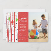 Limoen Red Birch Tree Ornament-kerstfotokaart Feestdagenkaart (Voorkant)