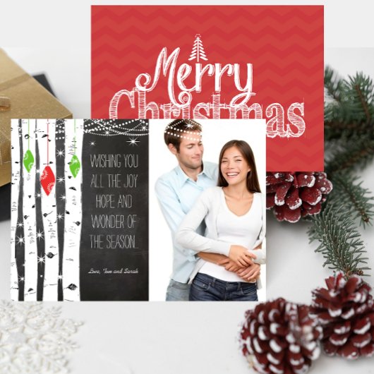 Limoen Red Birch Tree Ornament-kerstfotokaart Feestdagenkaart