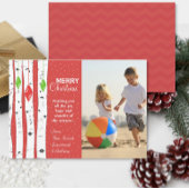 Limoen Red Birch Tree Ornament-kerstfotokaart Feestdagenkaart