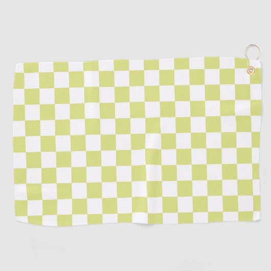Limoen Retro Checkerboard Golfhanddoek (Horizontaal)