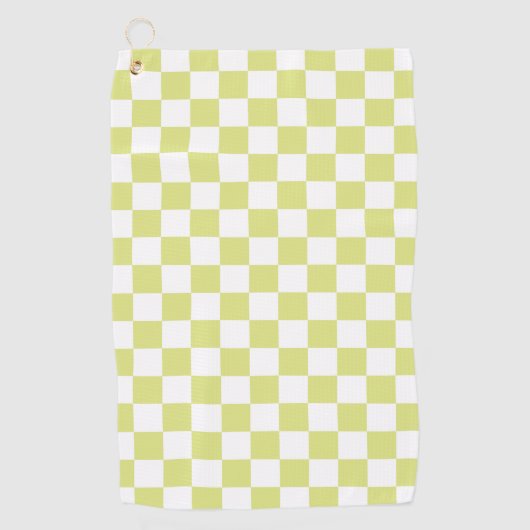Limoen Retro Checkerboard Golfhanddoek (Voorkant)