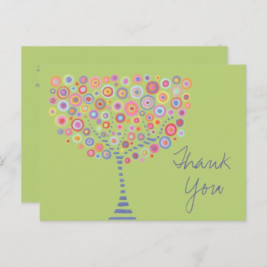 Limoen Retro Cirkelboom Dank u Doop Briefkaart (Voorkant / Achterkant)