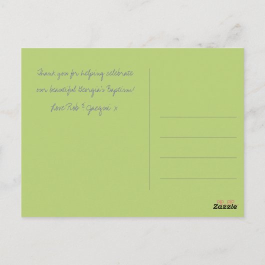 Limoen Retro Cirkelboom Dank u Doop Briefkaart (Achterkant)