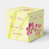 Limoen romig geel met roze bloesem bedankdoosjes (Achterkant)