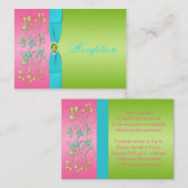 Limoen, Roze en Aqua Floral Enclosure Kaart (Voorkant / Achterkant)