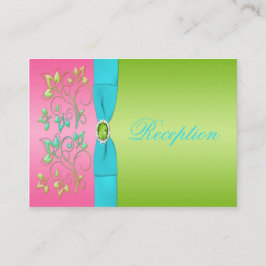 Limoen, Roze en Aqua Floral Enclosure Kaart