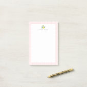 Limoen Roze Gingham Rand Persoonlijk Post-it® Notes (Op bureau)