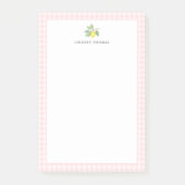 Limoen Roze Gingham Rand Persoonlijk Post-it® Notes (Voorkant)