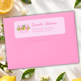 Limoen Roze Gingham Strik Baby Shower Retouradres Etiket