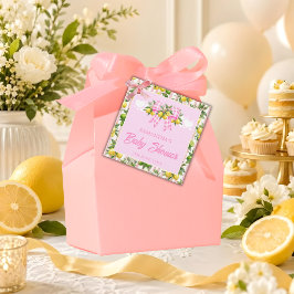 Limoen & Roze Gingham Strik Favor Baby Shower Bedankjes Labels