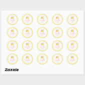 Limoen roze strik gingham  ronde sticker (Vel)
