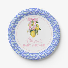 Limoen Roze Strik La Dolce Vita Baby Shower Papieren Bordje