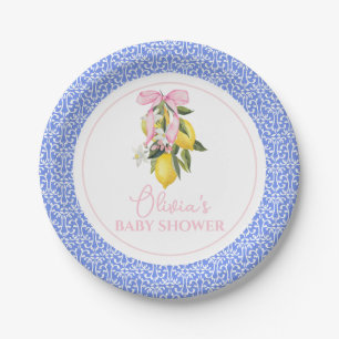 Limoen Roze Strik La Dolce Vita Baby Shower Papieren Bordje