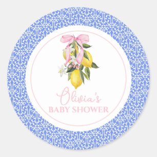 Limoen Roze Strik La Dolce Vita Baby Shower Ronde Sticker
