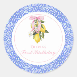 Limoen Roze Strik preppy 1e verjaardag Ronde Sticker