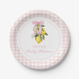 Limoen Roze Strik preppy Coquette babyshower Papieren Bordje