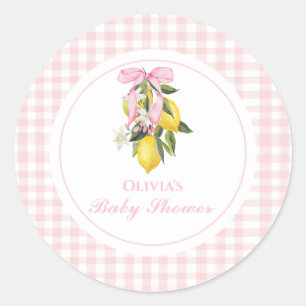 Limoen Roze Strik preppy Coquette babyshower Ronde Sticker